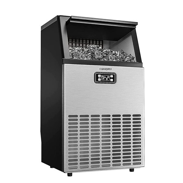 Euhomy 100 Lb. Daily Production Cube Clear Ice Freestanding Ice Maker